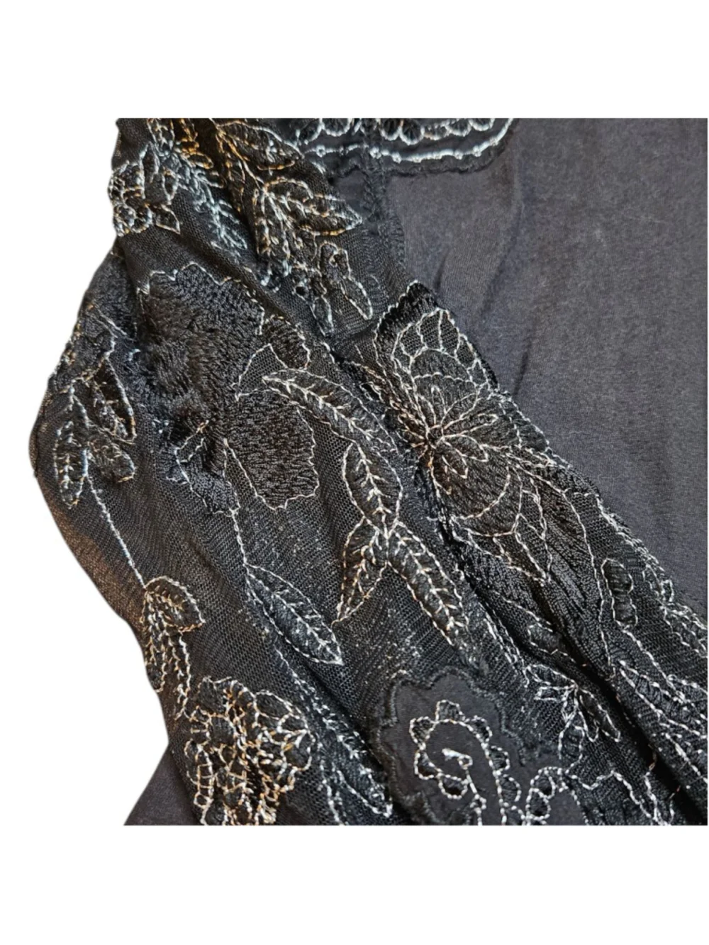 Free People XS Black Penny Peplum Embroidered Sleeve Top Boho